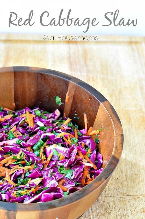 This red cabbage slaw is crispy, sweet and perfect with so many dishes.