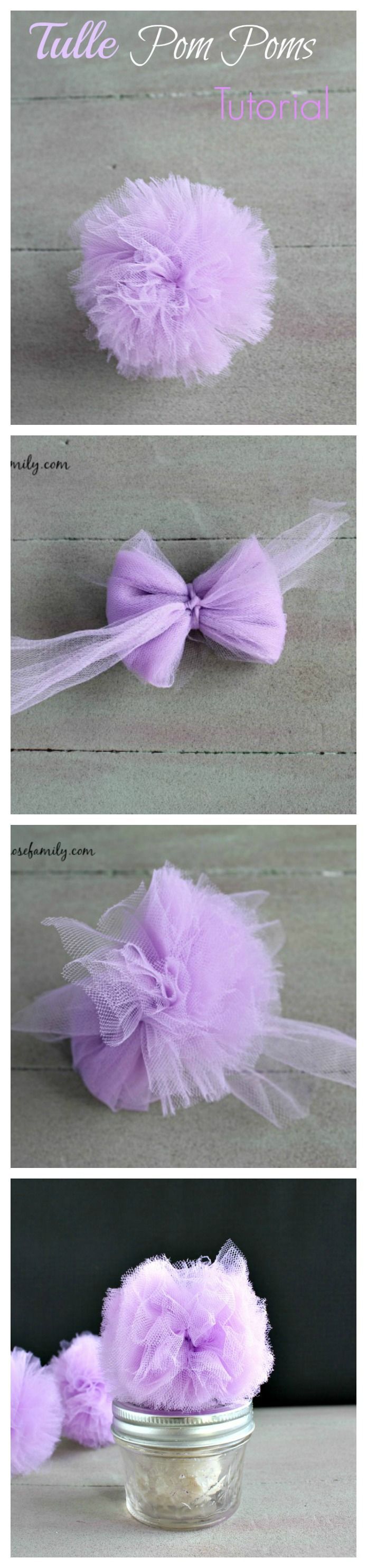 Tulle Pom Poms Tutorial for party favors or decorations.