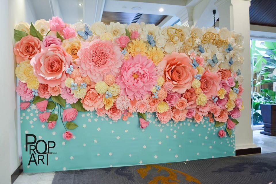 wedding paper flowers wall
