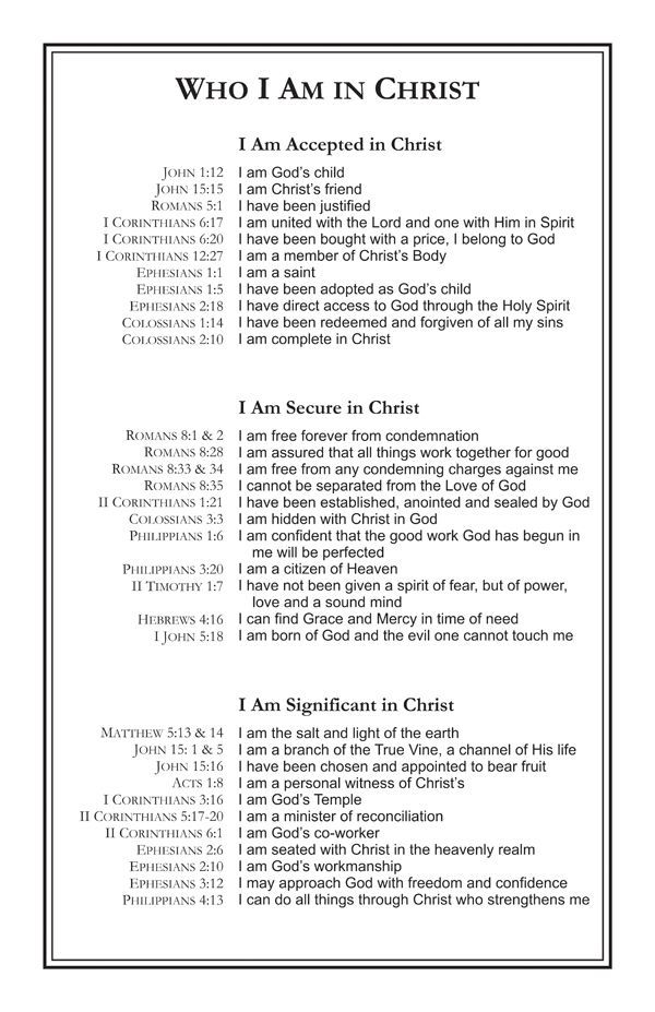 Who I am in Christ…need to print this!