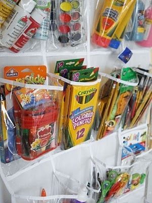 Works great for crafts, too. | 41 Clever Organizational Ideas For Your Child’s Playroom