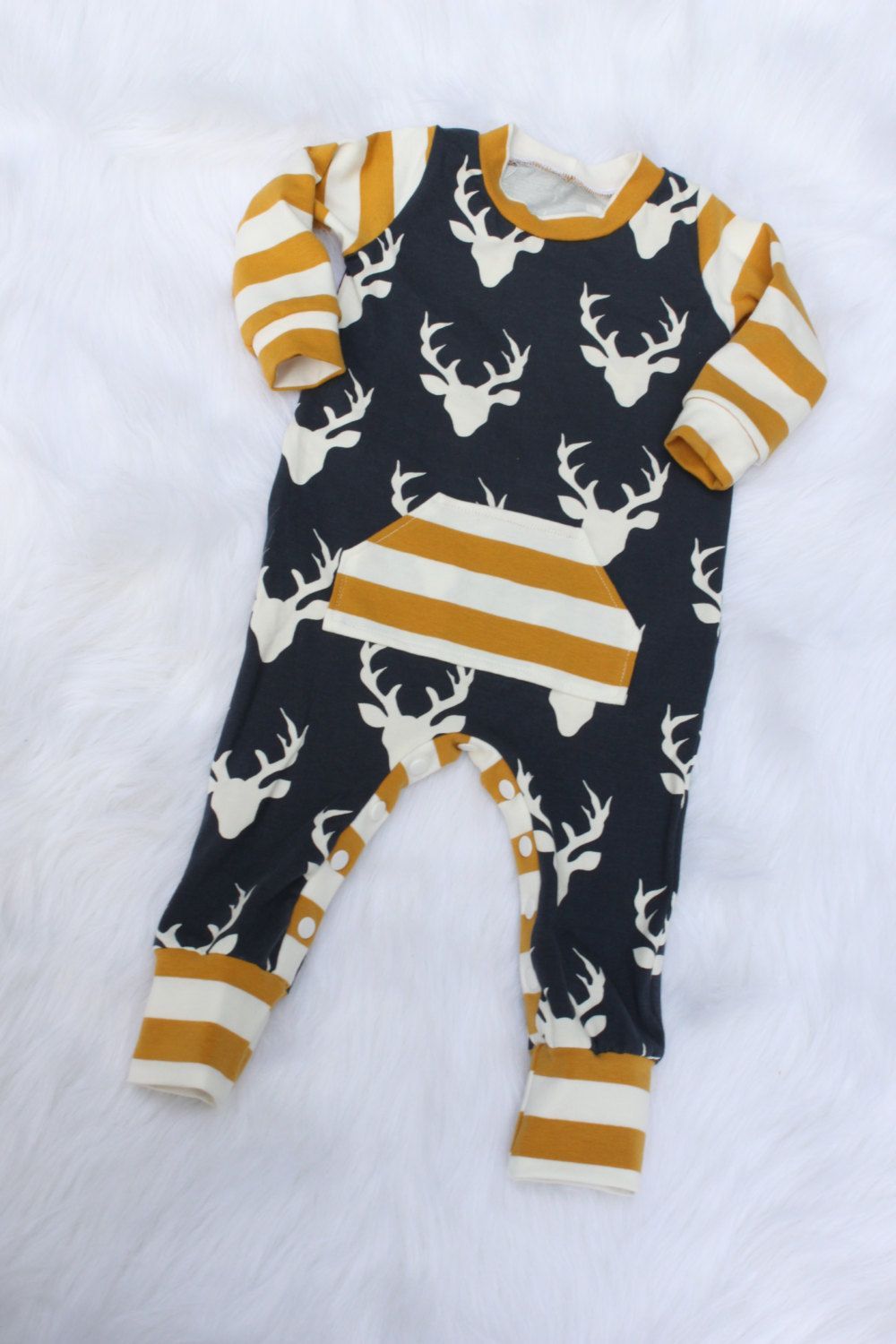 Baby Boy Romper / Deer Romper / One Piece / Bodysuit / Rompaloons / Cloth Diaper / Toddler / Coming Home O
