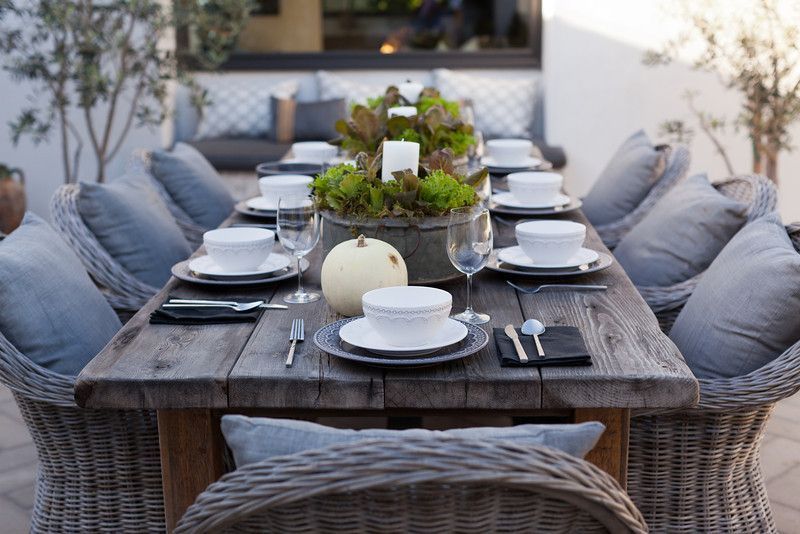 beautiful … wicker + wood for outdoor dining