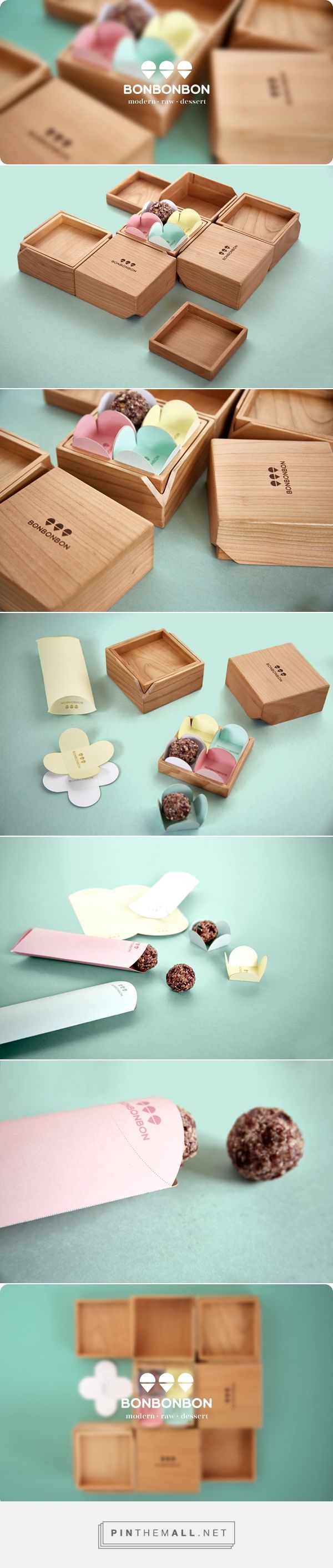 Caja de madera para bombones. Bonbonbon wooden box packaging