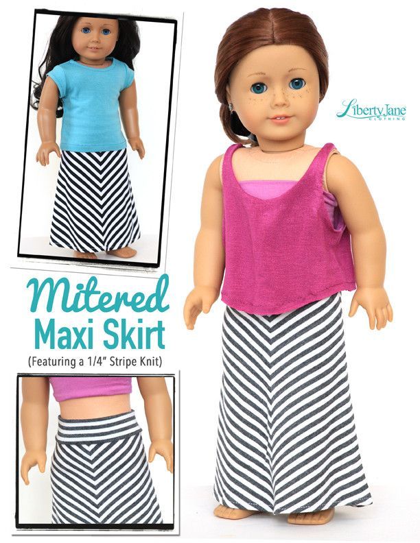 Casual Summer Style! Make a Mitered Maxi Skirt for your 18 inch  American Girl Doll with the new Mitered M