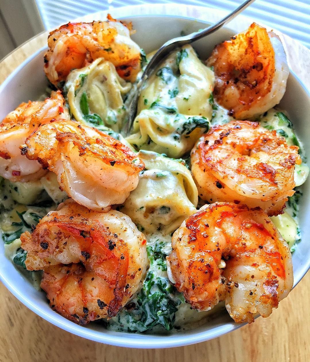 Creamed Spinach Tortellini Old Bay Shrimp Recipe at DariusCookscom