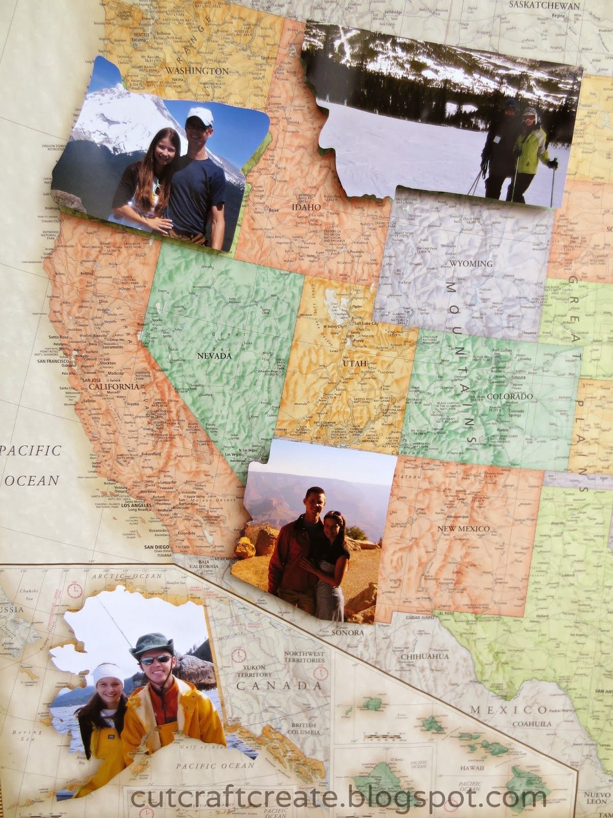 Cut, Craft, Create: Personalized Photo Map ……this would be a great way to remember family trips.