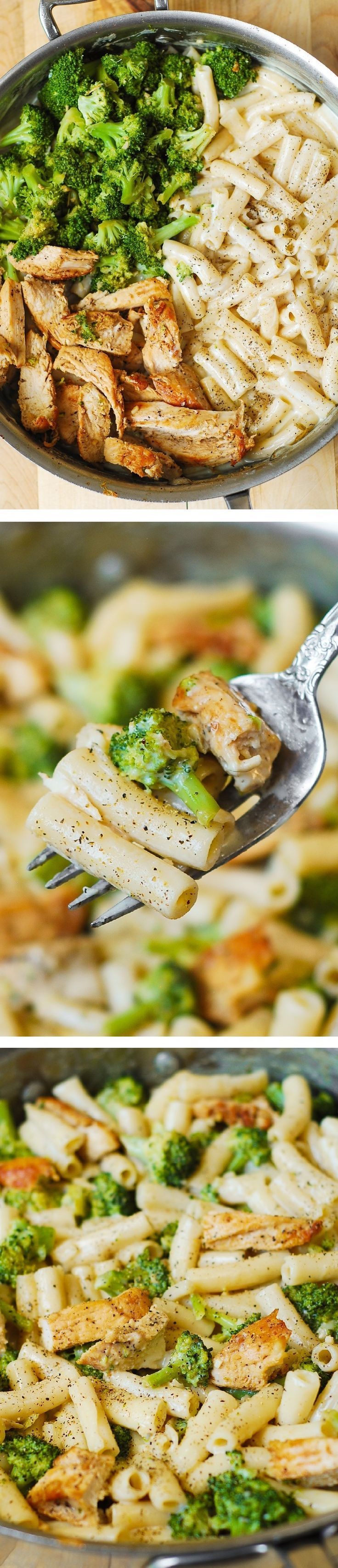 Delicious, creamy chicken breast, broccoli, garlic in a simple, homemade cream sauce. My favorite alfr