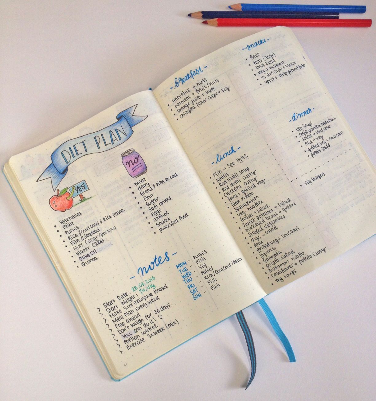 Diet and Weight Loss Plan with the help of my Bullet Journal