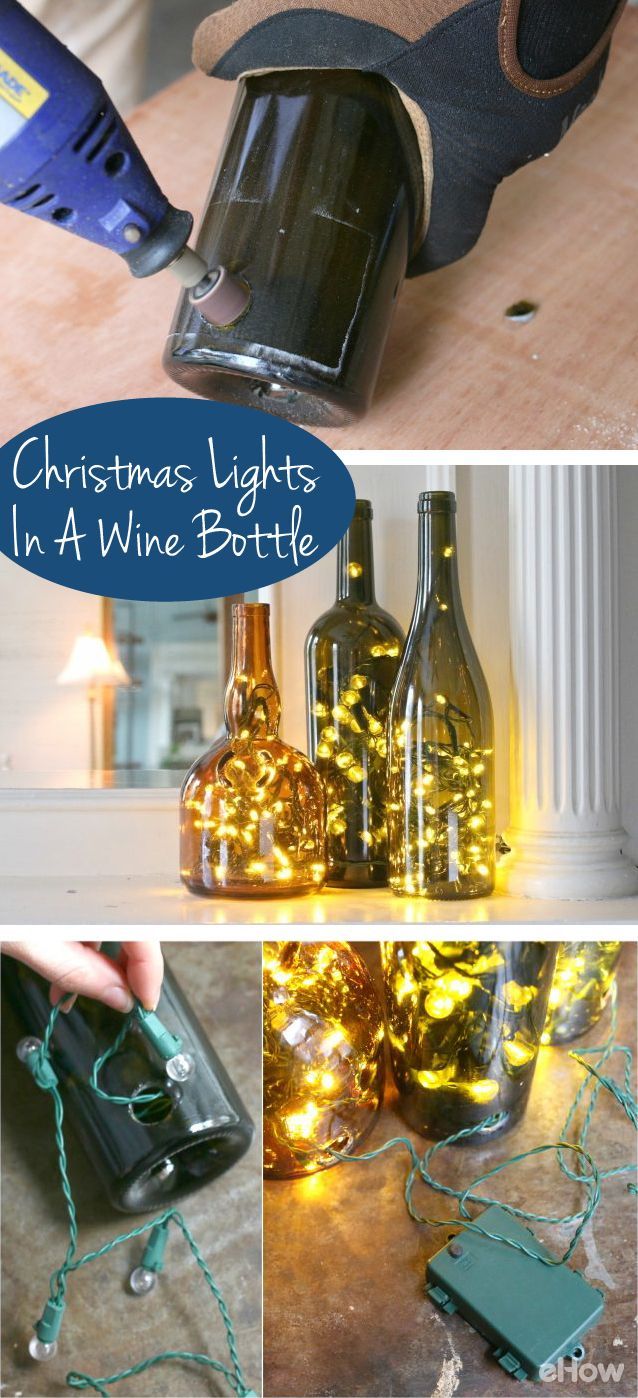 Display Christmas lights in a whole new, non-traditional way this year – in wine bottles! An LED light