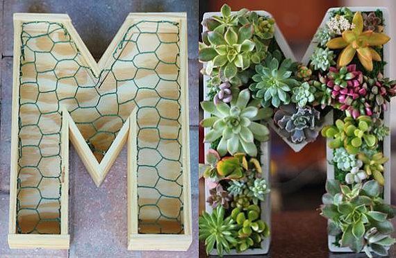 DIY Unfinished Monogrammed Initial Planter by RootedInSucculents