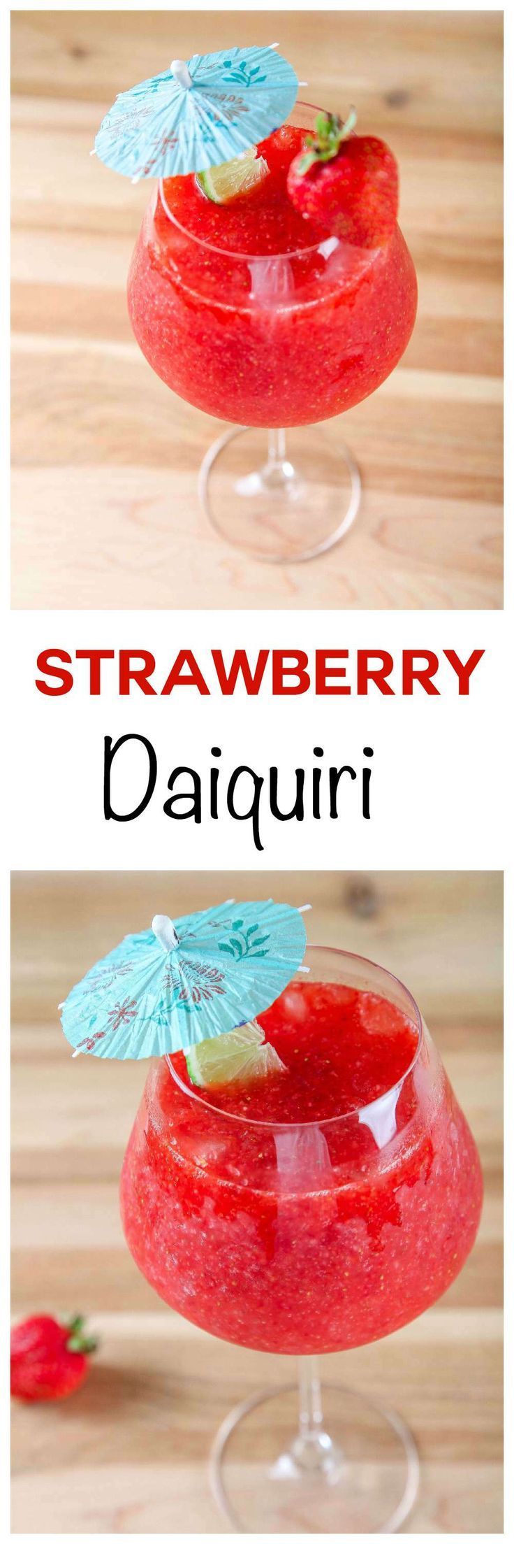 Easy Strawberry Daiquiri: Frosty, sweet, and refreshing cocktail that couldn’t be easier to make. Requires
