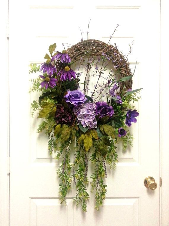Gorgeous Purple Floral Wreath Summer Wreaths by AdorabellaWreaths, $155.00