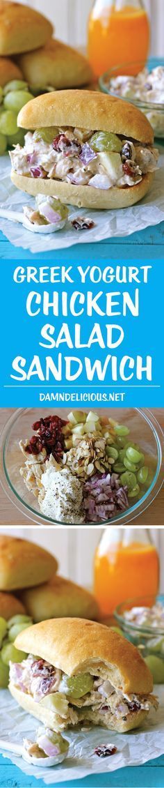 Greek Yogurt Chicken Salad Sandwich – From the plump grapes to the sweet cranberries, this lightened up sa