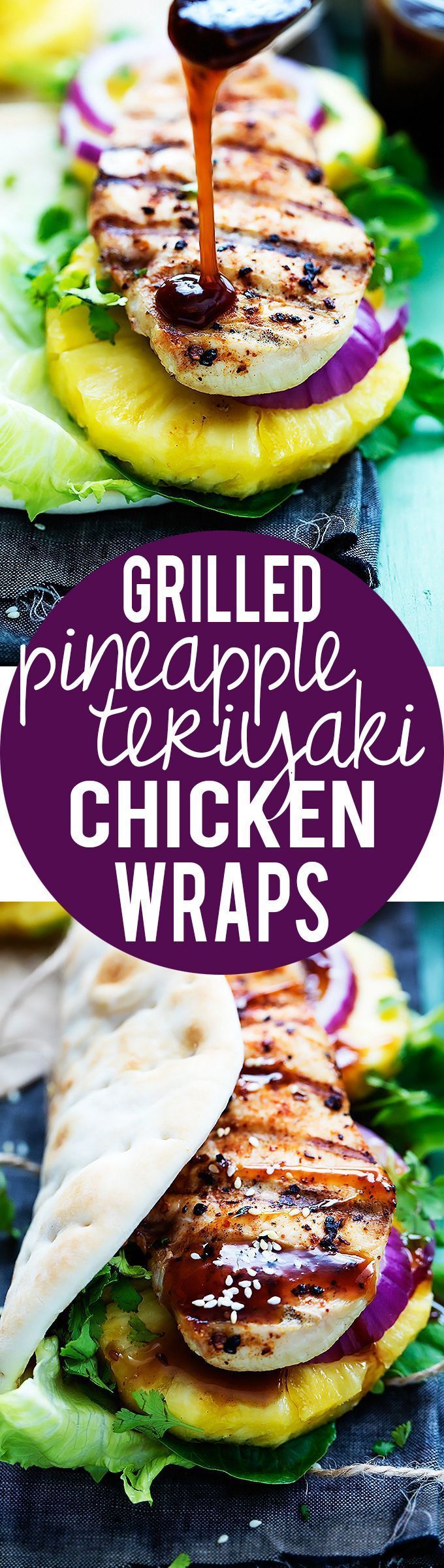 Grilled Pineapple Chicken Teriyaki Wraps | Creme de la Crumb