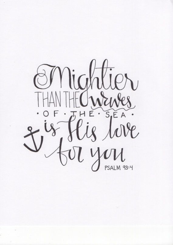 Handwritten Psalm 93:4 Calligraphy Print by WildWoolCo on Etsy