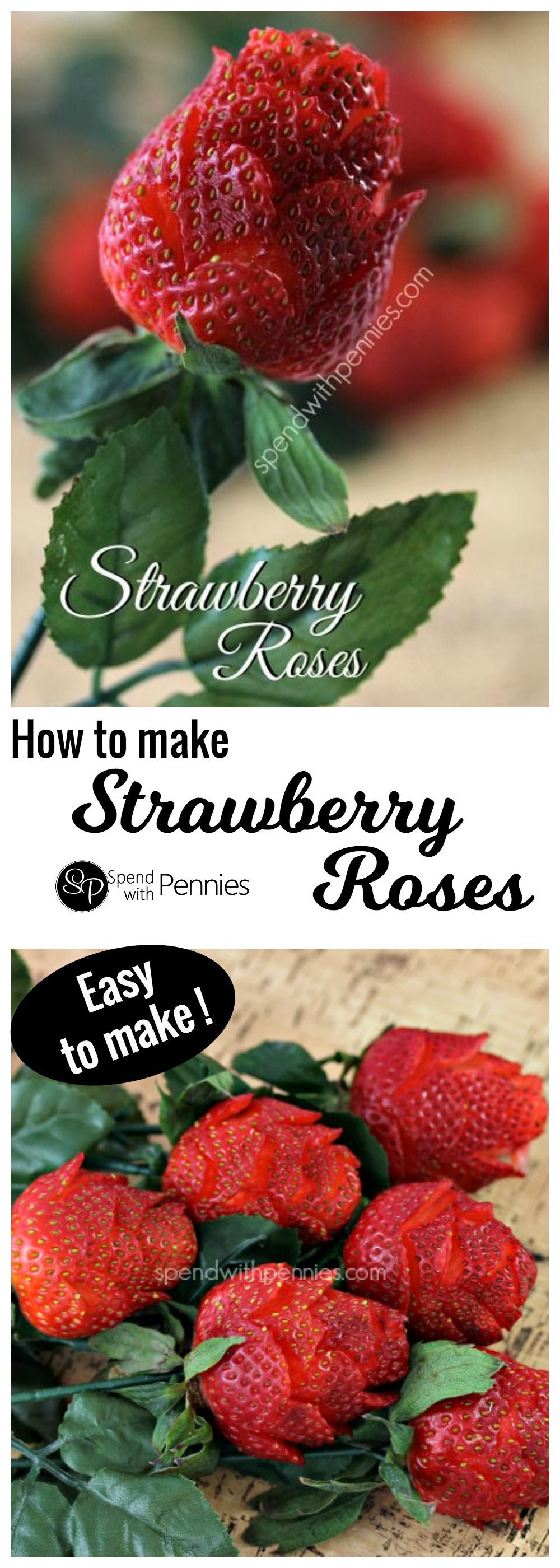 How to make strawberry roses! These gorgeous roses are so quick & easy to make… anyone can do it!  They