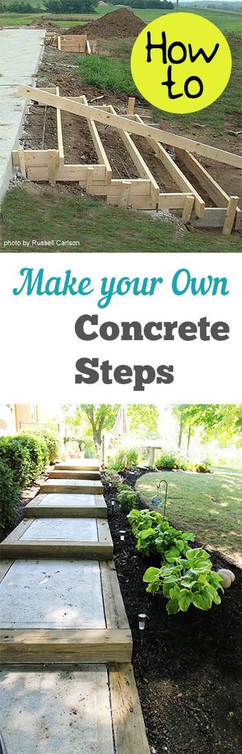 How to Make Your Own Concrete Steps. Projects and tutorials for making cement steps for your outdoor space