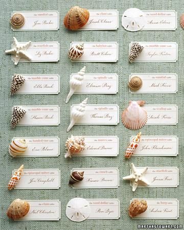 Instead of numbers to assign guests their tables, use names of seashells. Each type of shell represents a