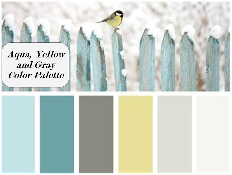 Kitchen Color Inspiration for a French country kitchen, Aqua, Yellow and Gray Color Palette