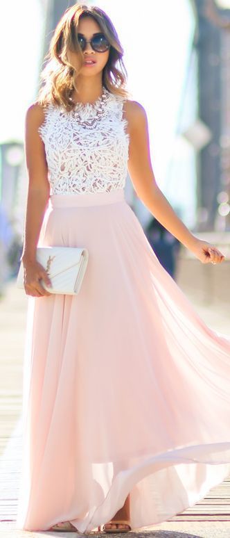 Lace & Locks Pink Maxi Skirt love the colour pink and white are two of my favourite colours to wear