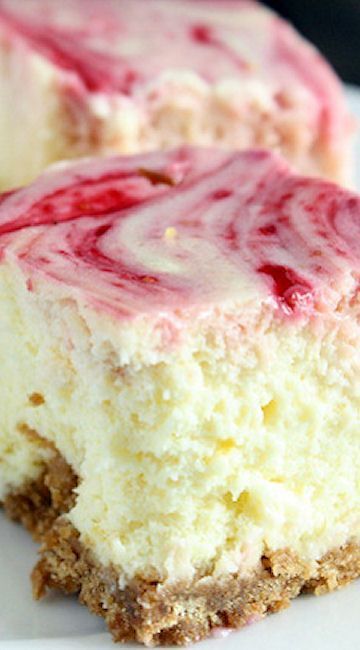 Lemon Raspberry Cheesecake Squares ~ A smooth and creamy lemon cheesecake with a raspberry swirl topped on