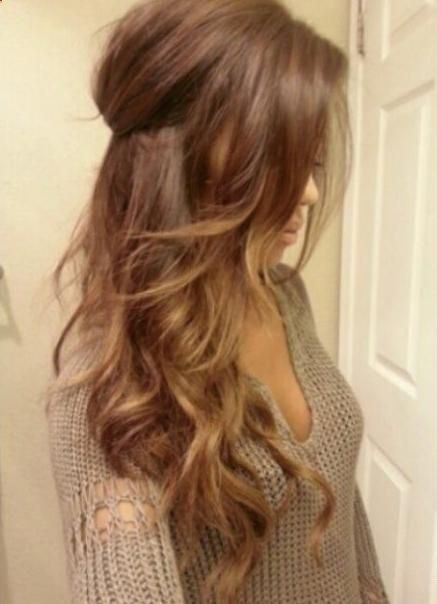 Light brown hair with caramel highlights. Subtle- love!