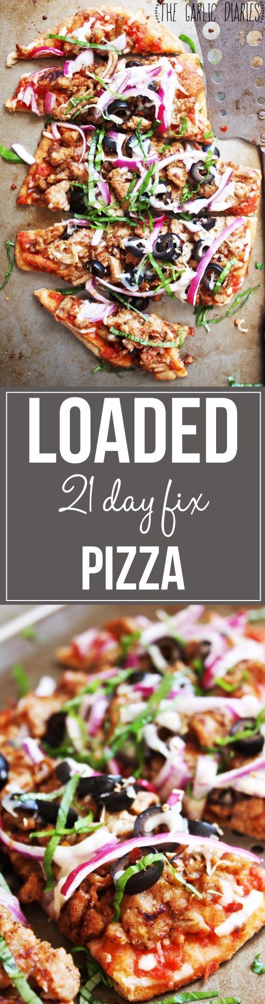Loaded 21 Day Fix Pizza – This delicious pizza piled high with meat and veggies will trick your brain and