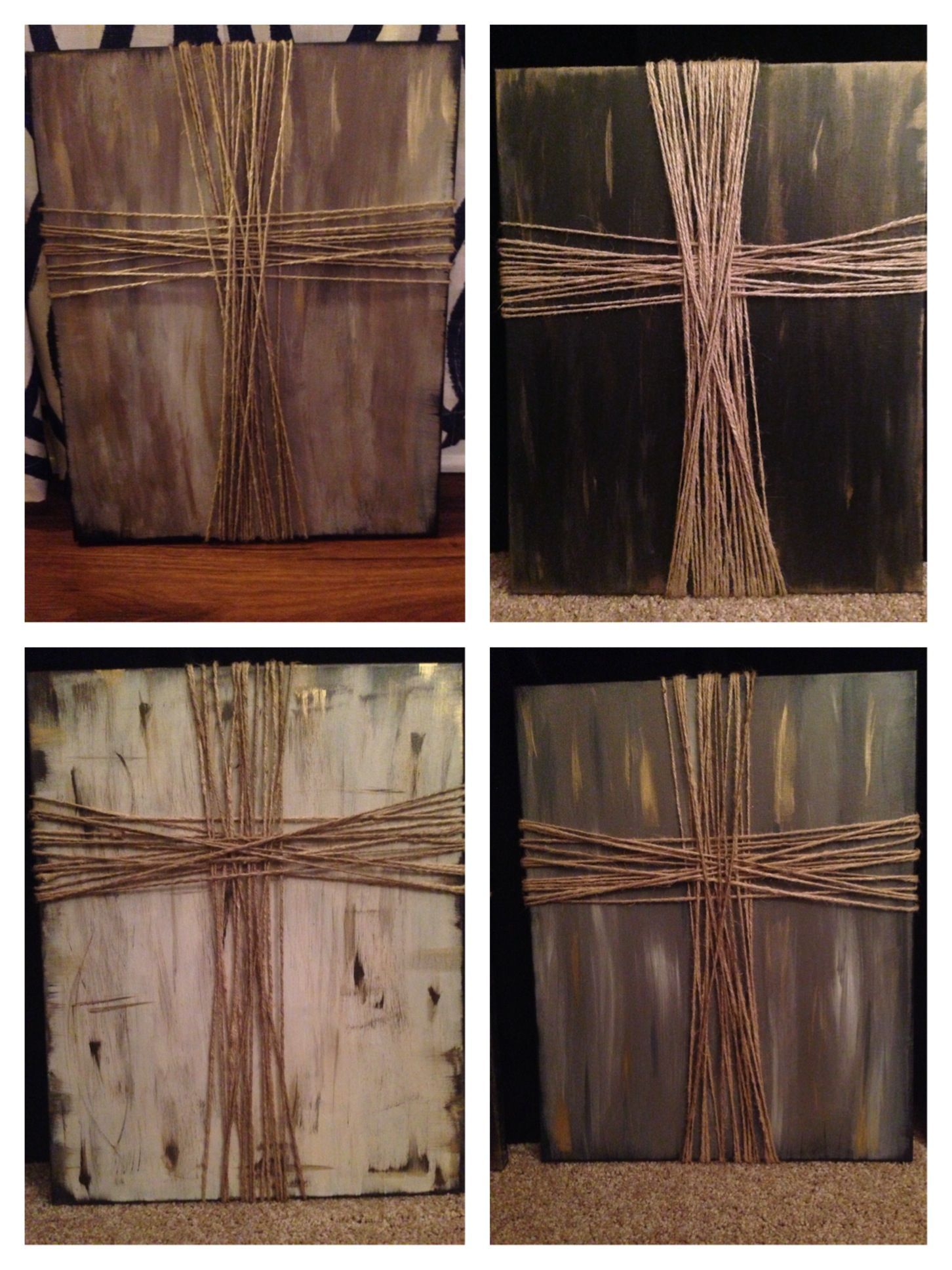 Made these crosses for Christmas presents this year. DIY cross on canvas: Paint background any color a