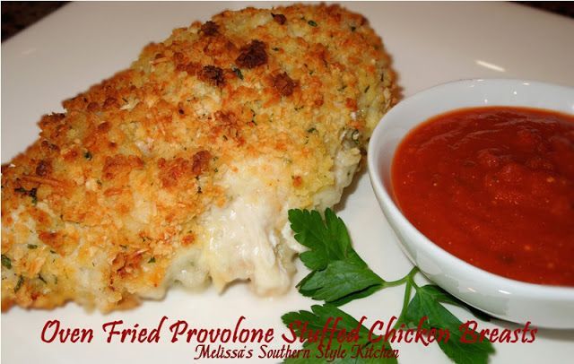 Oven Fried Provolone Stuffed Chicken Breasts