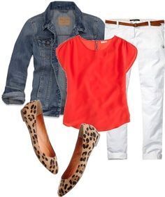 POLYVORE COLORED JEAN OUTFITS | Polyvore Outfits. Cute!  Leapard print heels for me!  I already have these