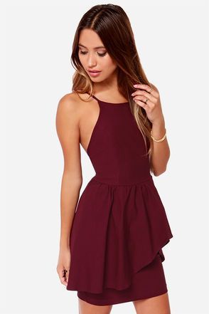 Pretty Burgundy Dress – Cocktail Dress – $39.00