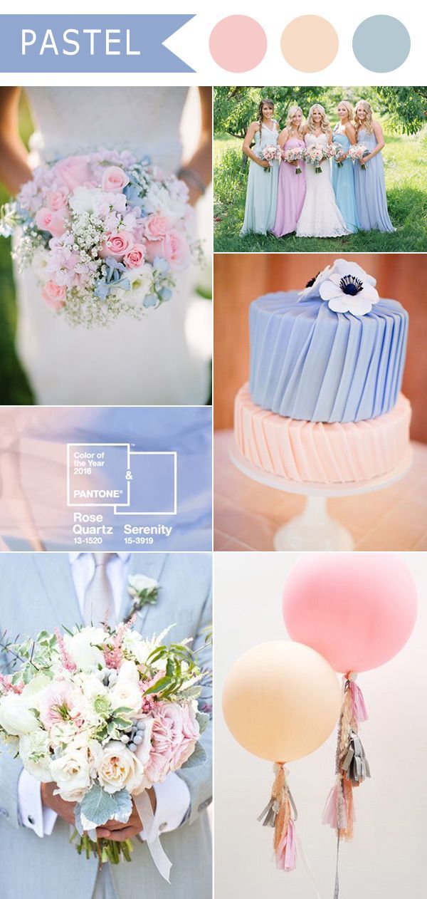 Rose Quartz and Serenity pastel wedding color ideas for 2016 trends