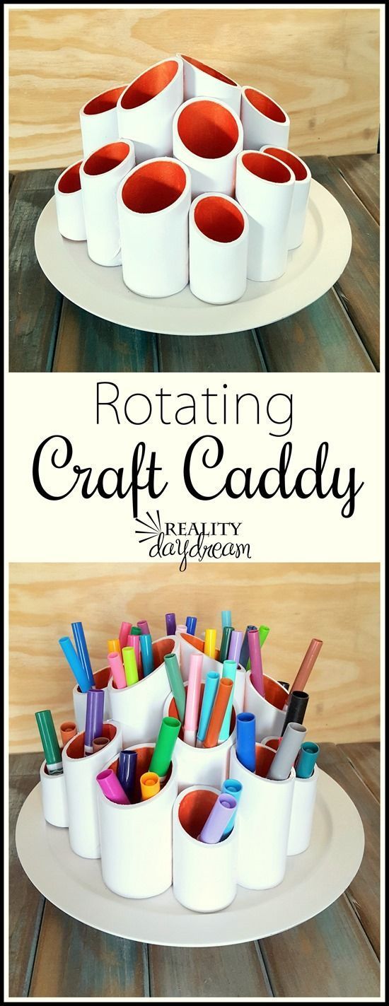 Rotating Craft Caddy DIY Project step by step Tutorial … using PVC pipes and a lazy susan! You can easil