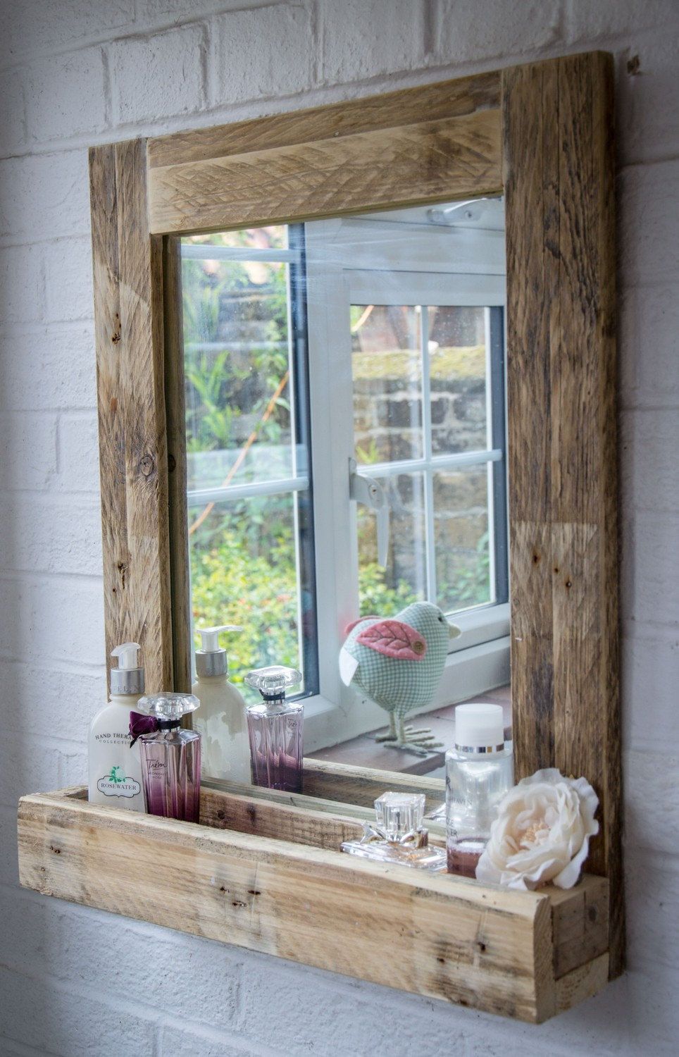 Rustic Bathroom Mirror made from reclaimed pallet by PalletGenesis