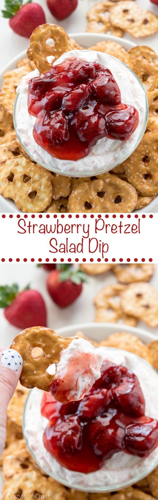 Strawberry Pretzel Salad Dip! Turn a no-bake summer dessert into an easy sweet dip recipe! Perfect for any