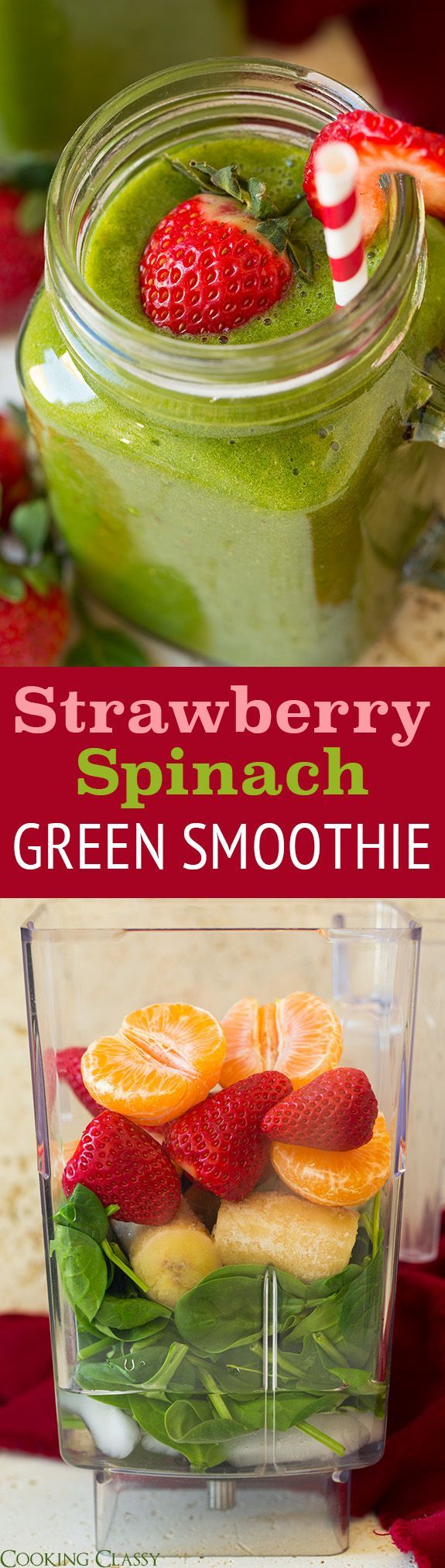 Strawberry Spinach Green Smoothie – this is one of my FAVORITE green smoothies! Packed with spinach but yo