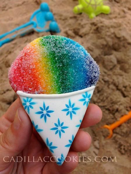 Use an Ice Cream Cone Cookie Cutter to make this Snow Cone Cookie