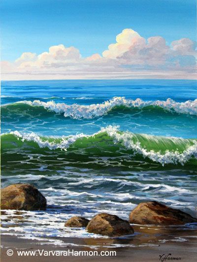 Varvara Harmon – Artist and Illustrator – “Ocean Waves” Original Acrylic Painting for the “Painting in Acr