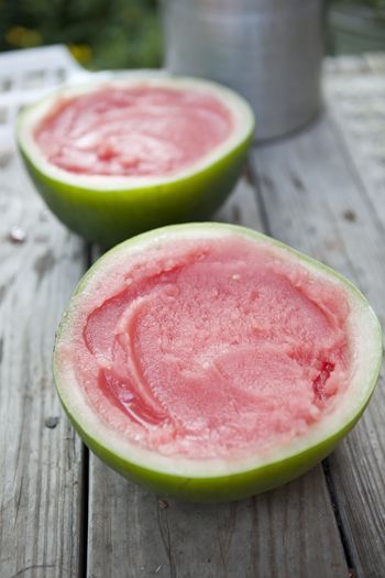 Watermelon sorbet! So easy… I’m so making this when it gets hot!