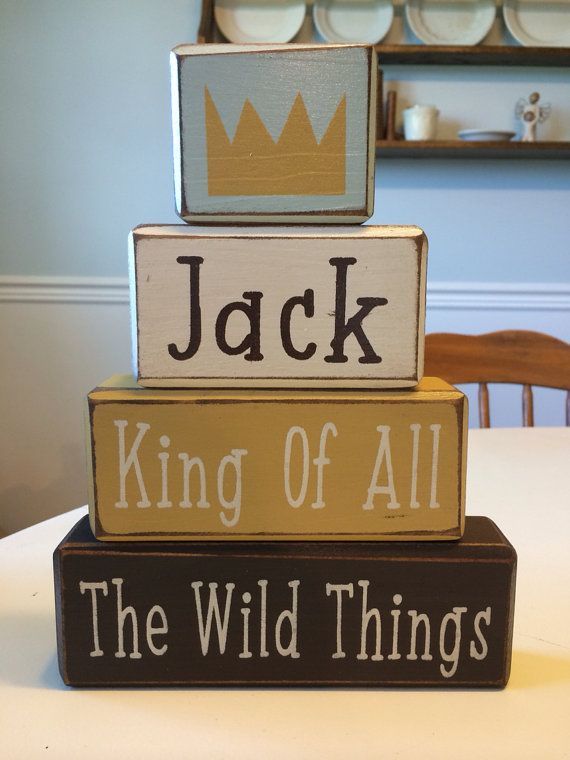 Where the wild things are personalized wood block set baby room decor nursery playroom children’s stor