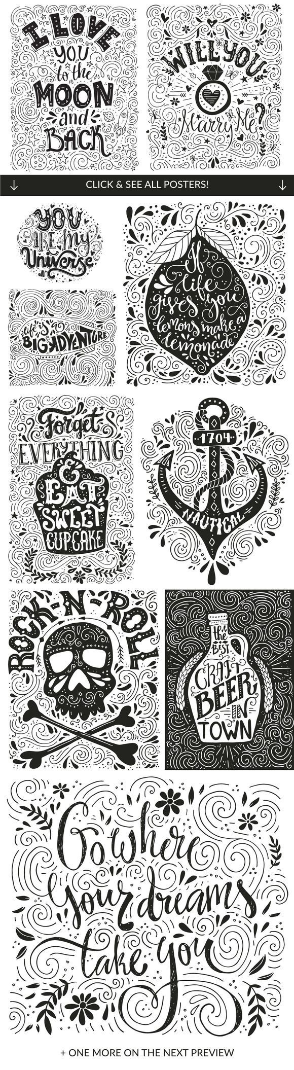 11 Hand Lettering Posters – Vector by Favete Art on Creative Market