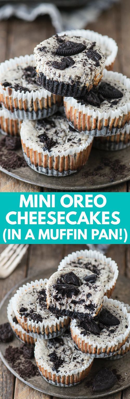 7 ingredient mini oreo cheesecake recipe made in a muffin pan!