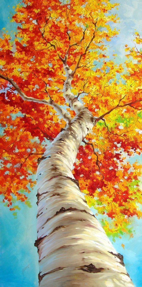 Birch Oil Painting – Silver Birch Tree Palette Knife Landscape from Paula Nizamas.