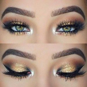 Black and Gold Eye Makeup Look for Green Eyes. Follow me: forever_wild1 for more!