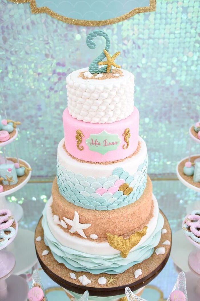 Cake from a Mermaid Oasis Themed Birthday Party via Kara’s Party Ideas | KarasPartyIdeas.com (17)