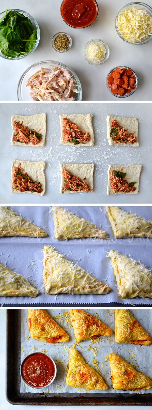 Cheesy Chicken Pizza Pockets #recipe on justataste.com