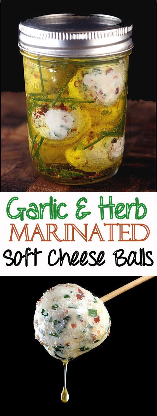 Creamy balls of soft cheese, like chevre or cream cheese, loaded with garlic, herbs and a little chili