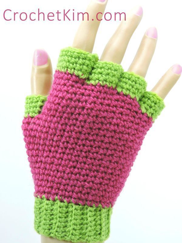 CrochetKim Free Crochet Pattern | Jersey Mitts Fingerless Mitts Gloves ~k8~