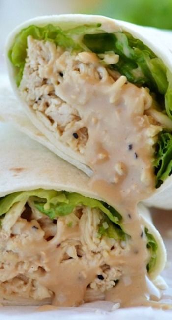 Crock Pot Chicken Caesar Wraps ~ Flavorful Caesar chicken, lettuce and Parmesan cheese wrapped inside